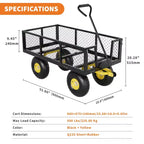 Carrello - Carrello da Esterno Pieghevole Heavy-Duty con Pneumatici Multi-Terreno da 10 pollici | Capacità 500 libbre, 4 Sponde Laterali Rimovibili in Rete, Maniglia Girevole a 180 gradi per Cucina, Patio