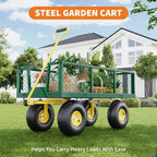 Carrello - Carrello da Esterno Pieghevole Heavy-Duty con Pneumatici Multi-Terreno da 10 pollici | Capacità 500 libbre, 4 Sponde Laterali Rimovibili in Rete, Maniglia Girevole a 180 gradi per Cucina, Patio