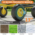 Carrello - Carrello da Esterno Pieghevole Heavy-Duty con Pneumatici Multi-Terreno da 10 pollici | Capacità 500 libbre, 4 Sponde Laterali Rimovibili in Rete, Maniglia Girevole a 180 gradi per Cucina, Patio
