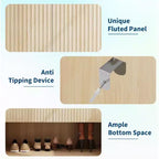Mobile Scarpiera per Ingresso, Scarpiera Sottile in Legno con Ante Scanalate e Ripiani Regolabili, Scarpiera Stretta per Corridoio, Portico, Rovere