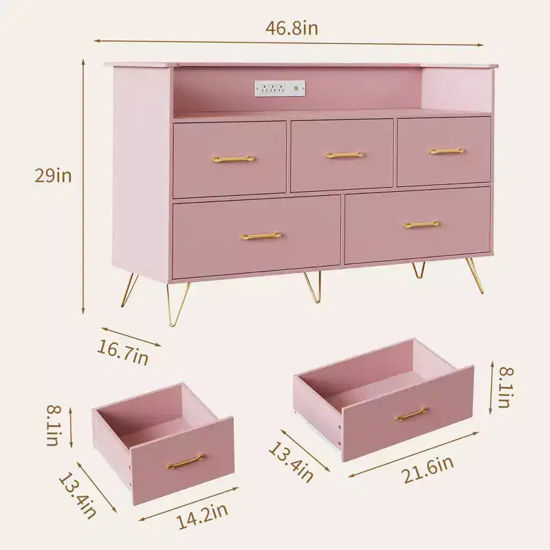 COZONY Cassettiera in Legno a 5 Cassetti con Ripiano Espositivo, Mobile Contenitore Moderno per Camera da Letto Soggiorno Ingresso