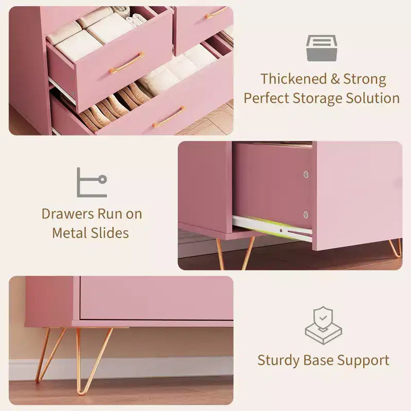 COZONY Cassettiera in Legno a 5 Cassetti con Ripiano Espositivo, Mobile Contenitore Moderno per Camera da Letto Soggiorno Ingresso