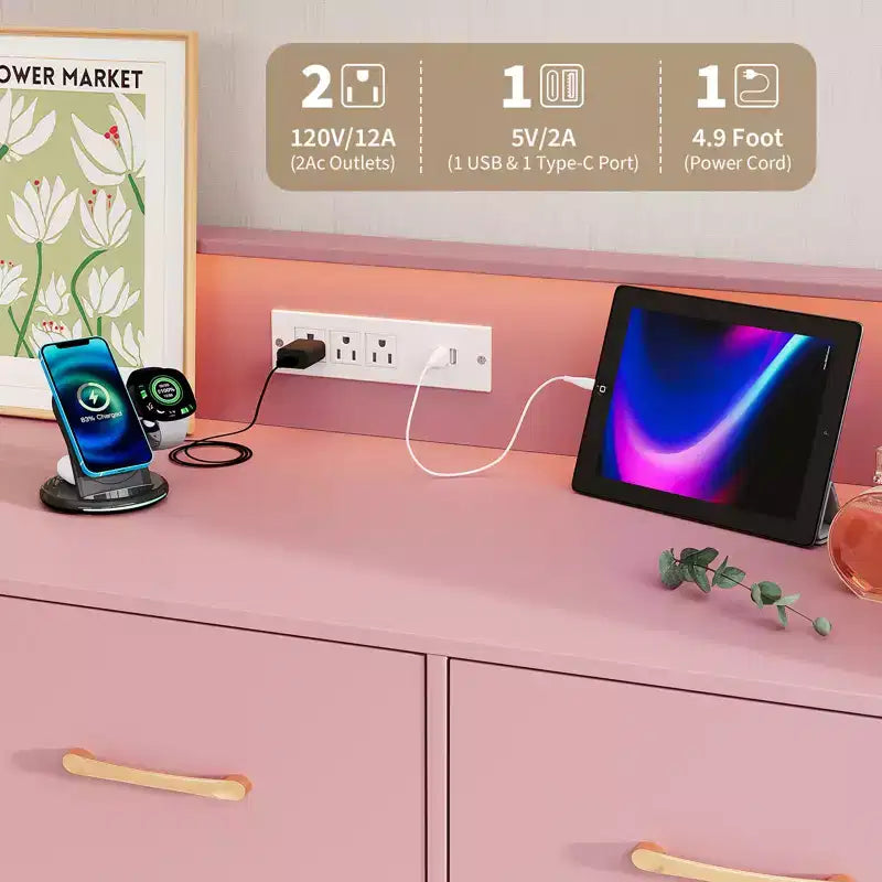 COZONY Cassettiera in Legno a 5 Cassetti con Ripiano Espositivo, Mobile Contenitore Moderno per Camera da Letto Soggiorno Ingresso
