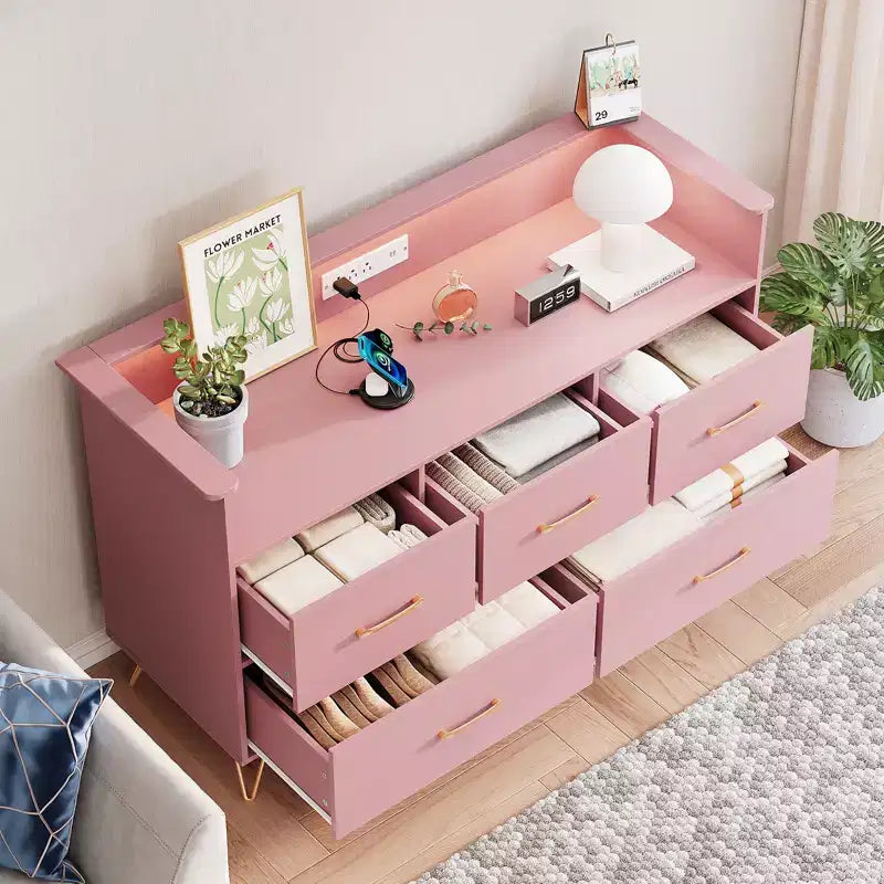 COZONY Cassettiera in Legno a 5 Cassetti con Ripiano Espositivo, Mobile Contenitore Moderno per Camera da Letto Soggiorno Ingresso