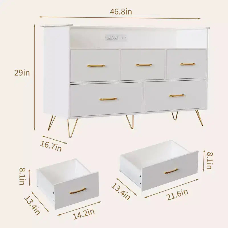 COZONY Cassettiera in Legno a 5 Cassetti con Ripiano Espositivo, Mobile Contenitore Moderno per Camera da Letto Soggiorno Ingresso