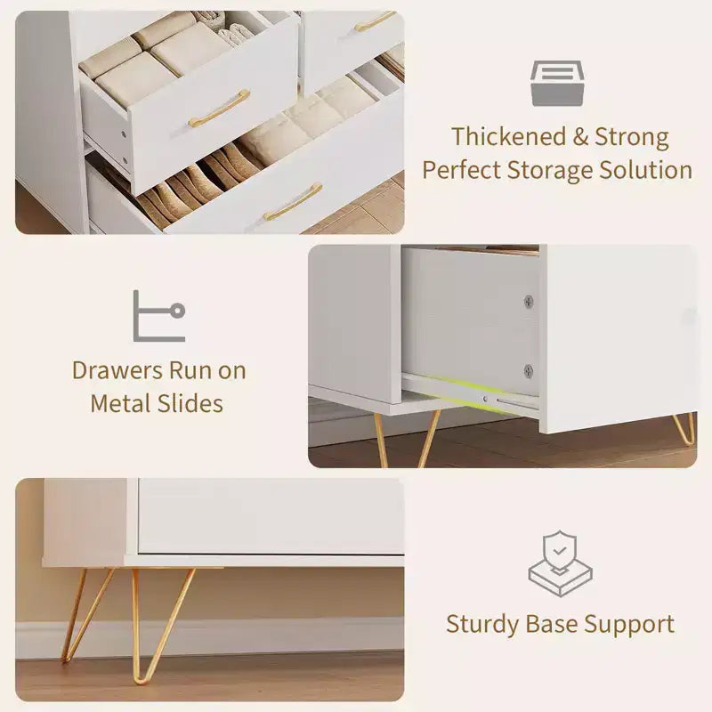 COZONY Cassettiera in Legno a 5 Cassetti con Ripiano Espositivo, Mobile Contenitore Moderno per Camera da Letto Soggiorno Ingresso