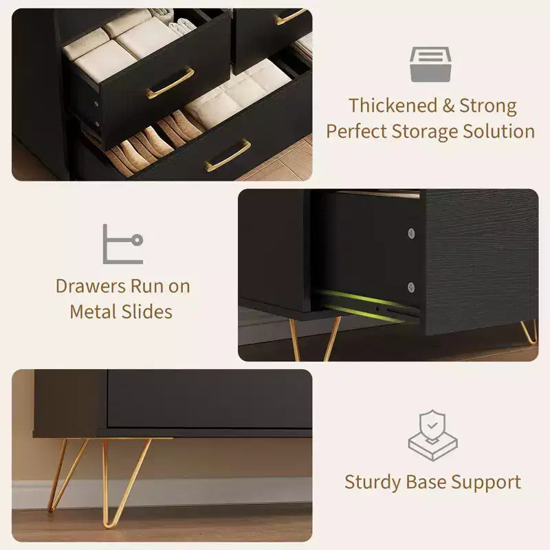COZONY Cassettiera in Legno a 5 Cassetti con Ripiano Espositivo, Mobile Contenitore Moderno per Camera da Letto Soggiorno Ingresso