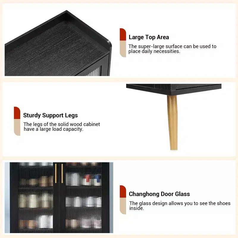 Scarpiera a 5 livelli con ante in vetro, Scarpiera in legno Organizer per scarpe per ingresso, corridoio,