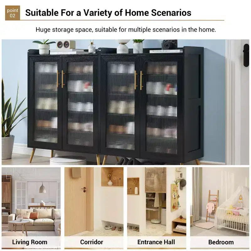 Scarpiera a 5 livelli con ante in vetro, Scarpiera in legno Organizer per scarpe per ingresso, corridoio,