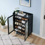 Scarpiera a 5 livelli con ante in vetro, Scarpiera in legno Organizer per scarpe per ingresso, corridoio,