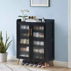 Scarpiera a 5 livelli con ante in vetro, Scarpiera in legno Organizer per scarpe per ingresso, corridoio,