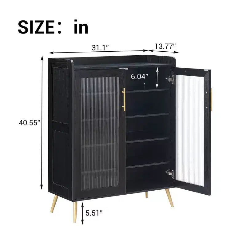 Scarpiera a 5 livelli con ante in vetro, Scarpiera in legno Organizer per scarpe per ingresso, corridoio,