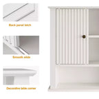 Mobiletto pensile Heynemo con anta scorrevole scanalata, Armadietto da bagno a parete con ripiani regolabili, Mobiletto sopra WC, Certificazioni TSCA ed EPA, Bianco