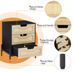 Comodino in vimini con cassetto Stile bohémien moderno Tavolino da notte con gambe robuste in legno Tavolino decorativo in vimini per camera da letto e soggiorno