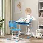 Set di scrivania e sedie regolabili Whisen per bambini, set ergonomico di tavolo e sedie con cassetto portaoggetti - Blu