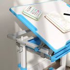 Set di scrivania e sedie regolabili Whisen per bambini, set ergonomico di tavolo e sedie con cassetto portaoggetti - Blu