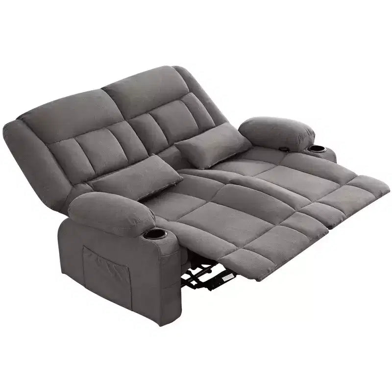 AndMakers Divano Reclinabile Rettangolare in Tessuto con Braccioli Imbottiti e Portabicchieri, Largo 157 cm