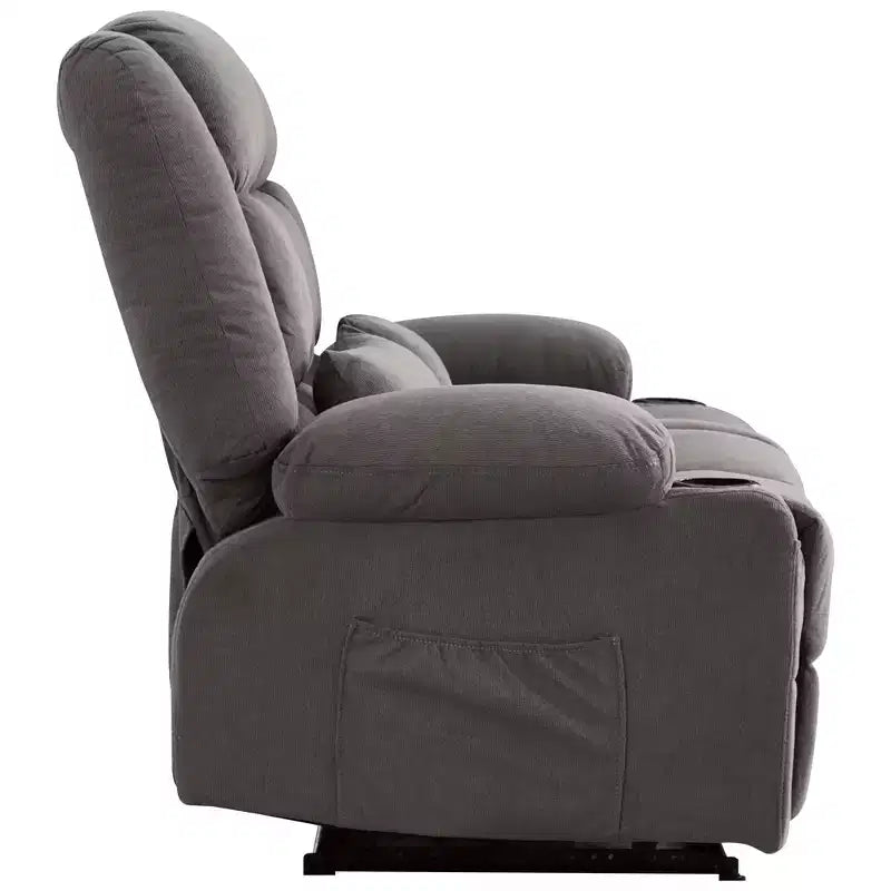 AndMakers Divano Reclinabile Rettangolare in Tessuto con Braccioli Imbottiti e Portabicchieri, Largo 157 cm