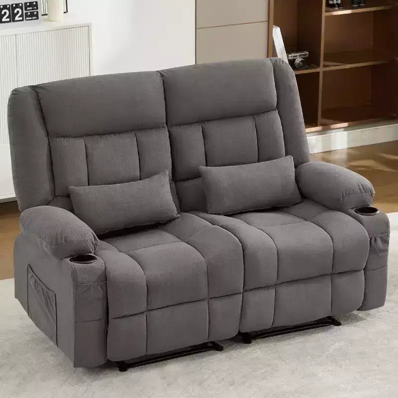 AndMakers Divano Reclinabile Rettangolare in Tessuto con Braccioli Imbottiti e Portabicchieri, Largo 157 cm