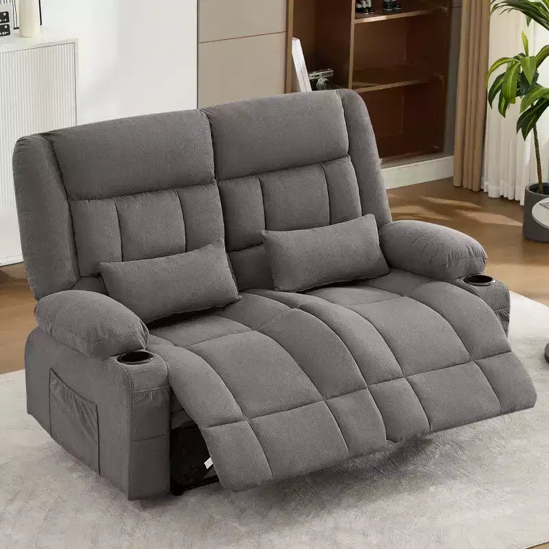 AndMakers Divano Reclinabile Rettangolare in Tessuto con Braccioli Imbottiti e Portabicchieri, Largo 157 cm