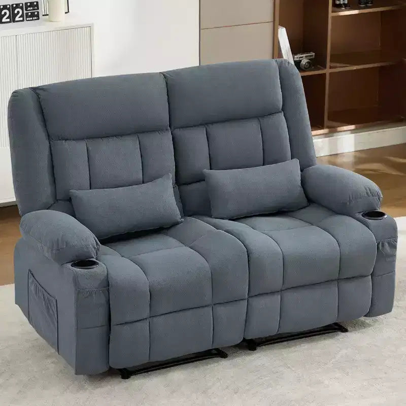 AndMakers Divano Reclinabile Rettangolare in Tessuto con Braccioli Imbottiti e Portabicchieri, Largo 157 cm