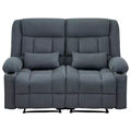 AndMakers 61.81 in. Wide Pillow Top Arm Fabric Rectangle Reclining Sofa with Cupholders