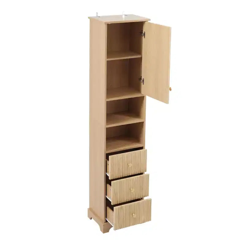 Mobiletto da bagno autoportante con 3 cassetti, ripiano regolabile, ante a chiusura ammortizzata - ModernLuxe