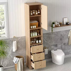 Mobiletto da bagno autoportante con 3 cassetti, ripiano regolabile, ante a chiusura ammortizzata - ModernLuxe