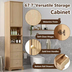 Mobiletto da bagno autoportante con 3 cassetti, ripiano regolabile, ante a chiusura ammortizzata - ModernLuxe