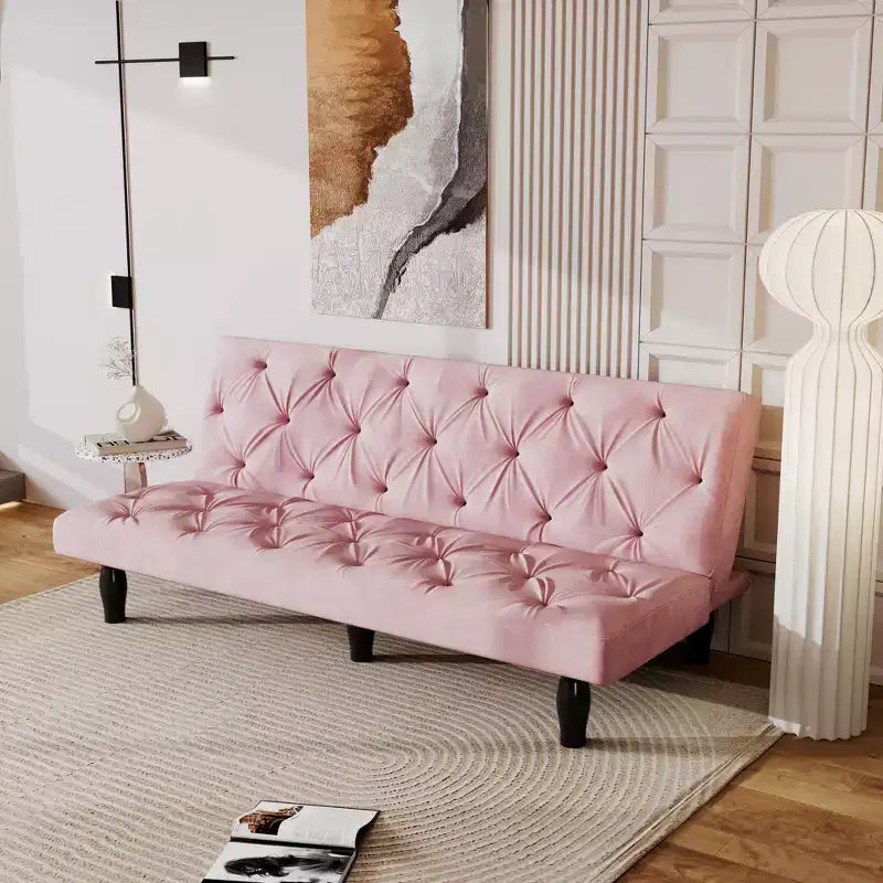 MAYEERTY Divano Letto Trasformabile in Velluto per Soggiorno, Appartamento, Camera da Letto, Rosa