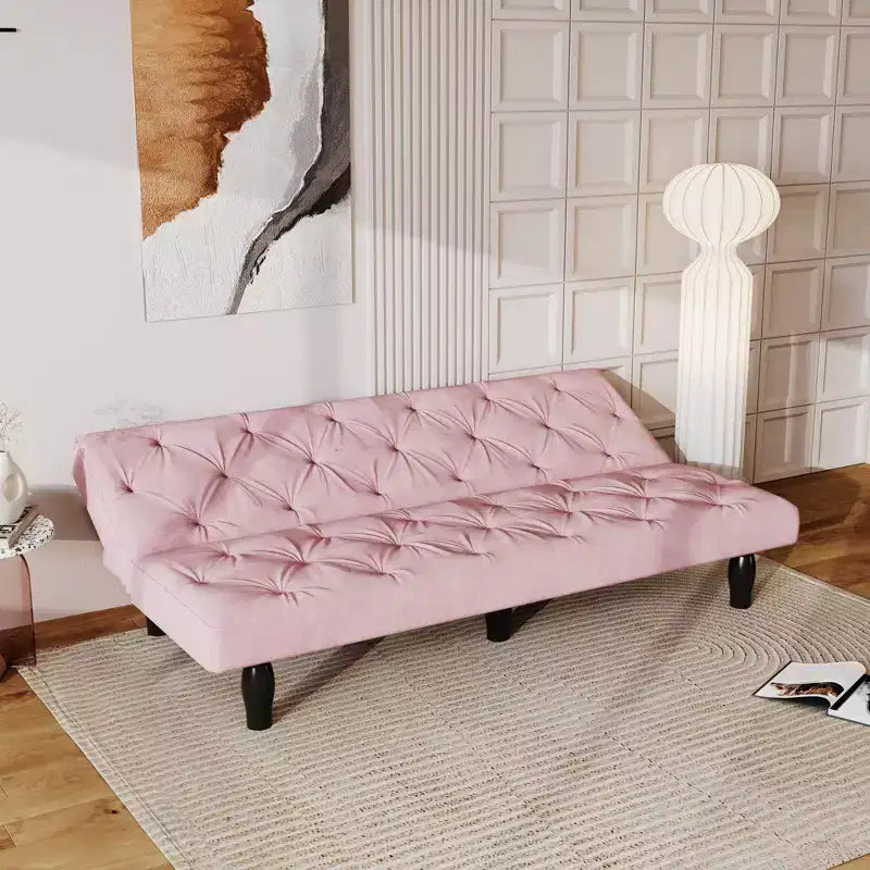 MAYEERTY Divano Letto Trasformabile in Velluto per Soggiorno, Appartamento, Camera da Letto, Rosa