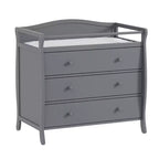 Wooden Baby Changing Table Dresser C Grey, with 3 Drawers, Safety Rails & Strap for Nursery/Bedroom
