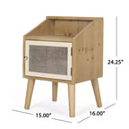 Tavolino moderno Okak con ripiano e cassetto, tavolino laterale con gambe robuste, tavolino da divano per salotto, camera da letto, naturale+bianco