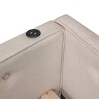 Divano Letto Imbottito con Letto Estraibile e Porta USB, Divano Letto in Legno con Testiera a L per Bambini Adolescenti Adulti, Beige
