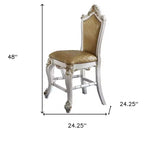 HomeRoots Set di Due Sgabelli da Bancone da 24 Pollici in Similpelle Marrone e Perla e Legno Massello