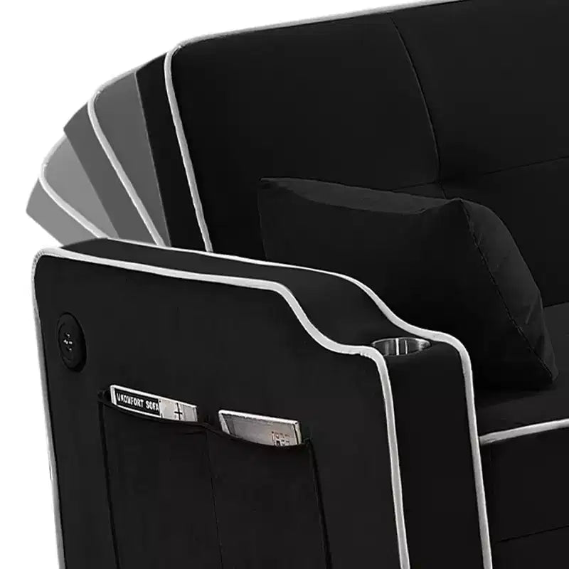 Divano-letto 3 in 1 in velluto, divano-letto estraibile, divano futon convertibile moderno in velluto, schienale regolabile e cuscini, nero