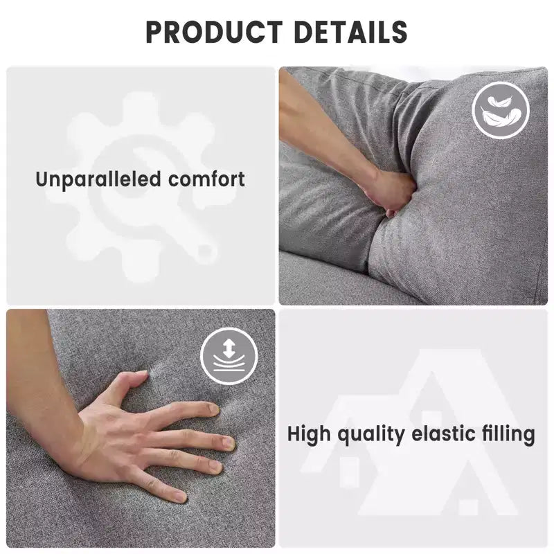 81 Divanetto Moderno, Divani Piccoli con Portabicchieri e Borsa Contenitore, Facile da Installare, Seduta Profonda a 3 Posti, per Appartamento, Camera da Letto, Dormitorio