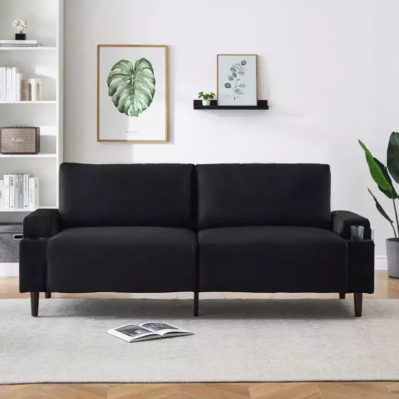 81 Divanetto Moderno, Divani Piccoli con Portabicchieri e Borsa Contenitore, Facile da Installare, Seduta Profonda a 3 Posti, per Appartamento, Camera da Letto, Dormitorio
