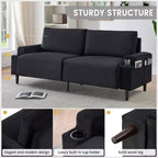 81 Divanetto Moderno, Divani Piccoli con Portabicchieri e Borsa Contenitore, Facile da Installare, Seduta Profonda a 3 Posti, per Appartamento, Camera da Letto, Dormitorio