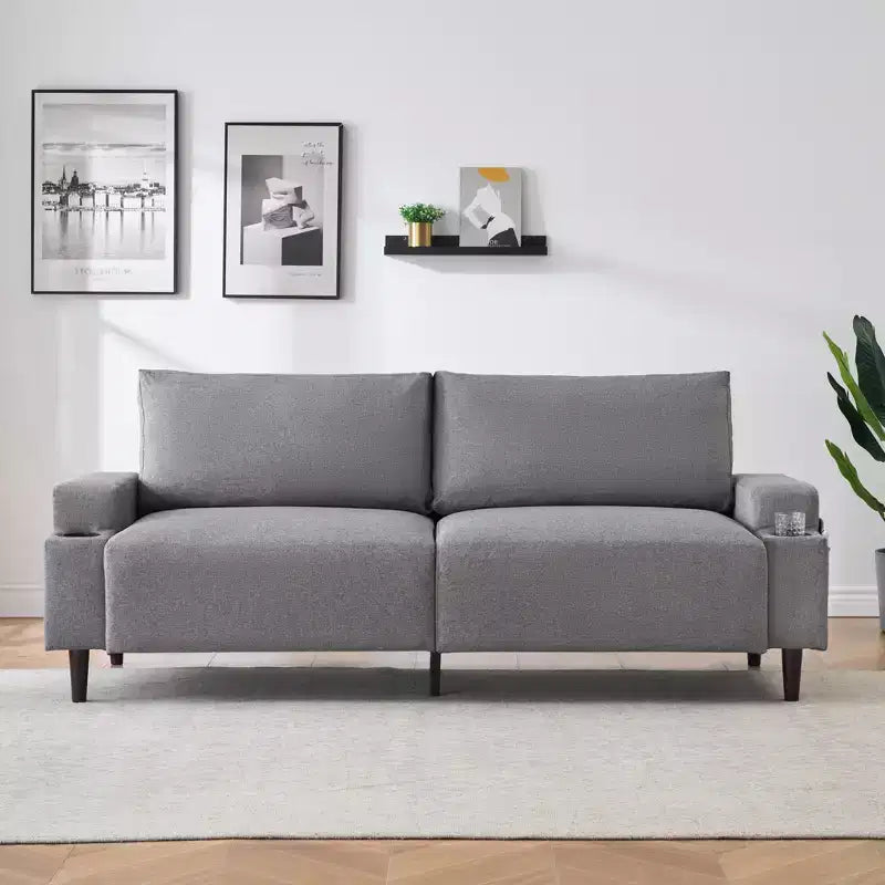 81 Divanetto Moderno, Divani Piccoli con Portabicchieri e Borsa Contenitore, Facile da Installare, Seduta Profonda a 3 Posti, per Appartamento, Camera da Letto, Dormitorio