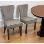 HomeRoots Set di Due Sedie da Pranzo Parsons in Velluto Imbottite Grigio e Marrone