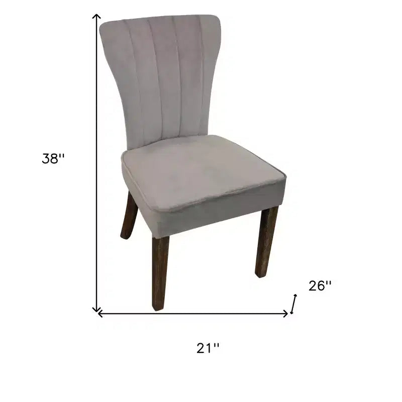 HomeRoots Set di Due Sedie da Pranzo Parsons in Velluto Imbottite Grigio e Marrone