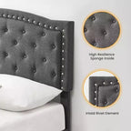 Struttura letto imbottita con testiera regolabile, letto capitonné con alette, nessuna necessità di rete a molle, grigio