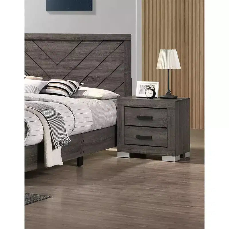 Mobili camera da letto - Comodino tradizionale in legno con cassetti, colore grigio