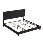 Letto king size imbottito con struttura a piattaforma e testiera in lino, supporto robusto, non è necessario il box-spring