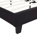 Letto king size imbottito con struttura a piattaforma e testiera in lino, supporto robusto, non è necessario il box-spring