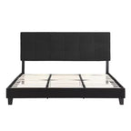 Letto king size imbottito con struttura a piattaforma e testiera in lino, supporto robusto, non è necessario il box-spring