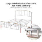 Struttura Letto con Cassetti Contenitore, Letto a Piattaforma in Metallo Bianco con Testiera, 4 Grandi Cassetti e Supporto Stabile, Nessuna Rete a Molle Necessaria