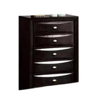 Cassettiera alta Royal Hampton, 5 cassetti, maniglie cromate, legno nero moderno