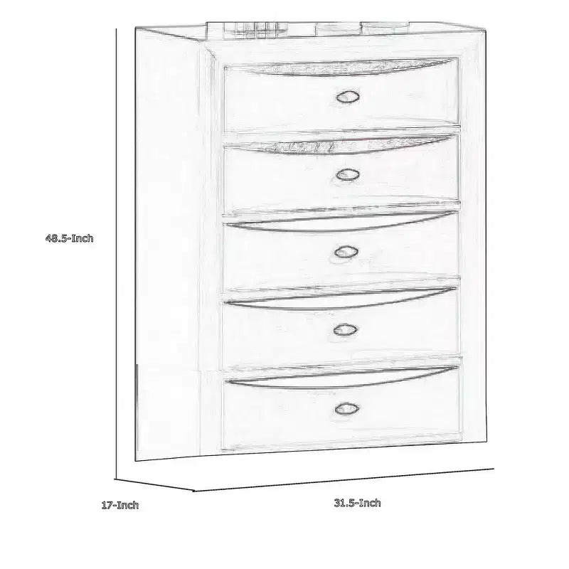 Cassettiera alta Royal Hampton, 5 cassetti, maniglie cromate, legno nero moderno